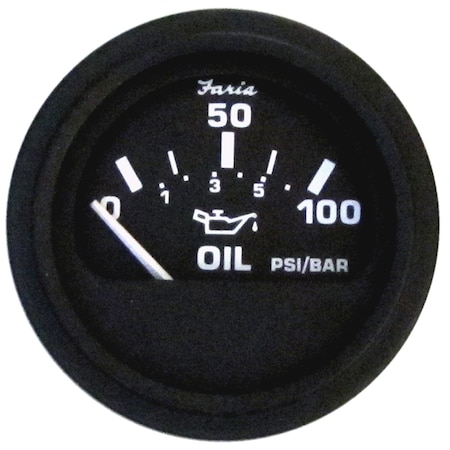 Faria Beede Instruments 2" Euro Black Oil Pressure Gauge - 100 PSI 12845
